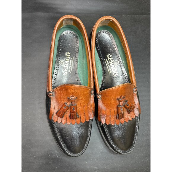 Sebago Mens Tassel Loafers 12D Leather Brown Black Slip-On Dress Shoes USA Made
